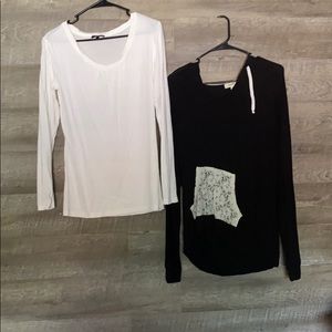 Black and white long sleeve shirts Black-L.White-M